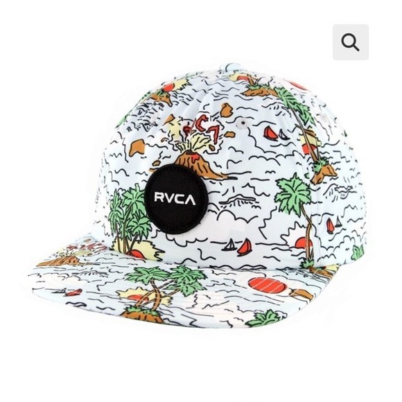RVCA Other - RVCA Hawaii Snapback Hat Mid Fit Black Patch Skate Surf Volcano White